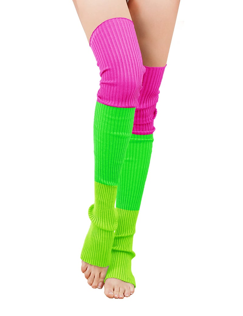 v28 Women Over Knee Cable Knit Ribbed Crochet Long Boot Leg Warmers (H81-mix3) - Image 2